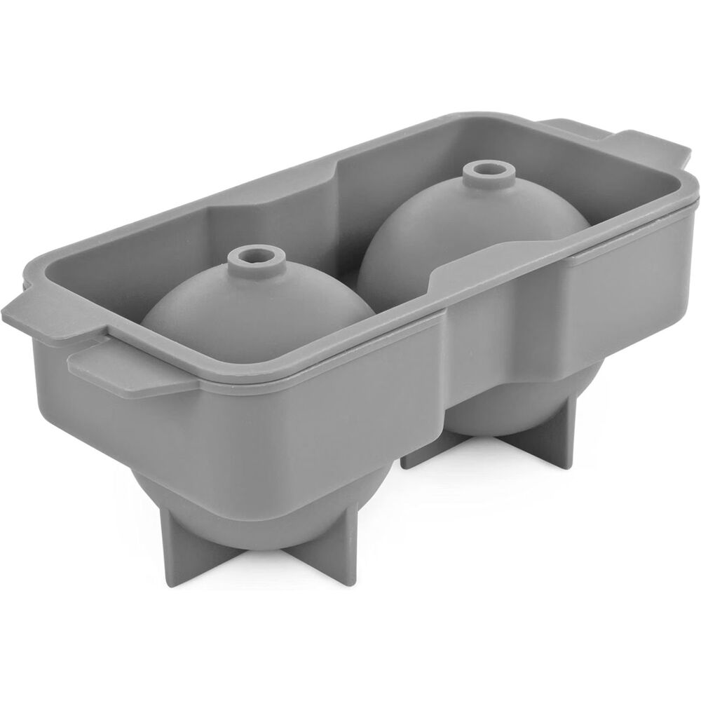 TRUE 2.25" Extra Large Silicone Sphere Ice Ball Molds – Set of 2 – Gray